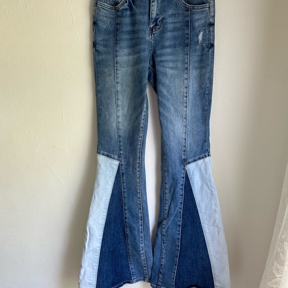 Altar'd State Blue Flare Wide Leg Jeans